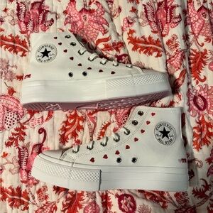 Converse White and Red High-Top Sneakers Classic Design